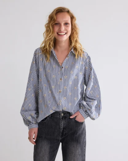 2s3128-12011 Blouse Scattered Embrostripe Mist - Afbeelding 2