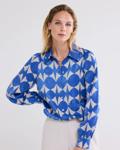 2s3206-12136 Blouse Print Royal Blue