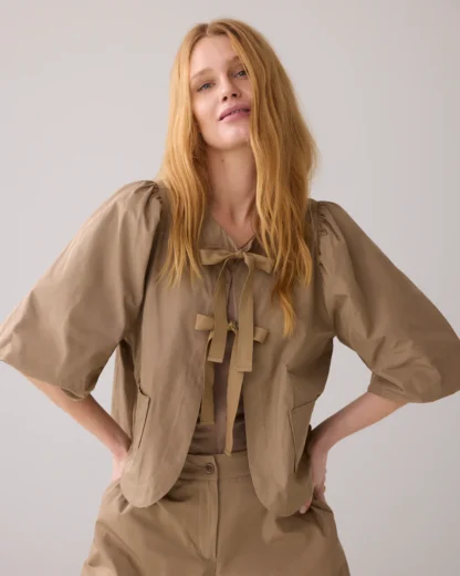 2s3266-12075 Blouse Taft Khaki - Afbeelding 2