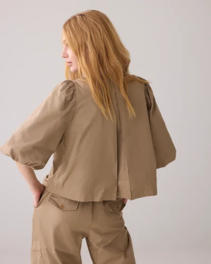 2s3266-12075 Blouse Taft Khaki - Afbeelding 3