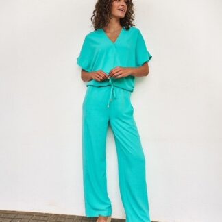 HS25.10219 Trousers Wide Elastic Crinkle Lagoon