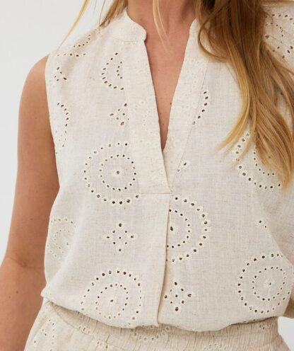 HS25.09201 Blouse Embroidery Linen - Afbeelding 2