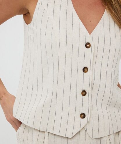HS25.28214 Gilet Linen Stripe - Afbeelding 3