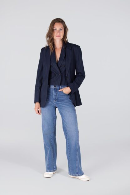 Caia W25 Krijtstreep Gilet | Donkerblauw - Afbeelding 4