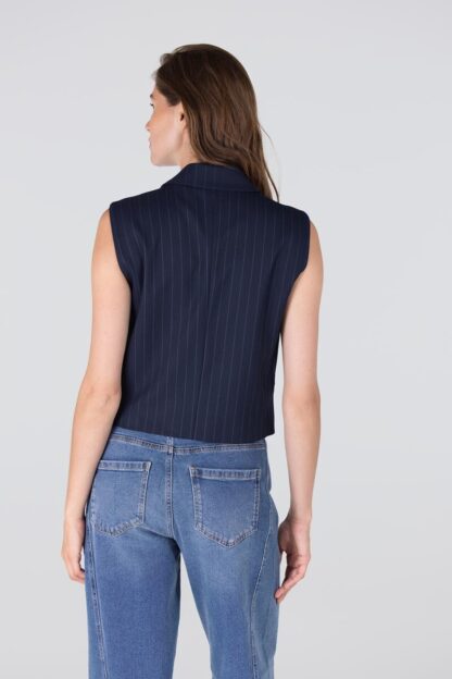 Caia W25 Krijtstreep Gilet | Donkerblauw - Afbeelding 2