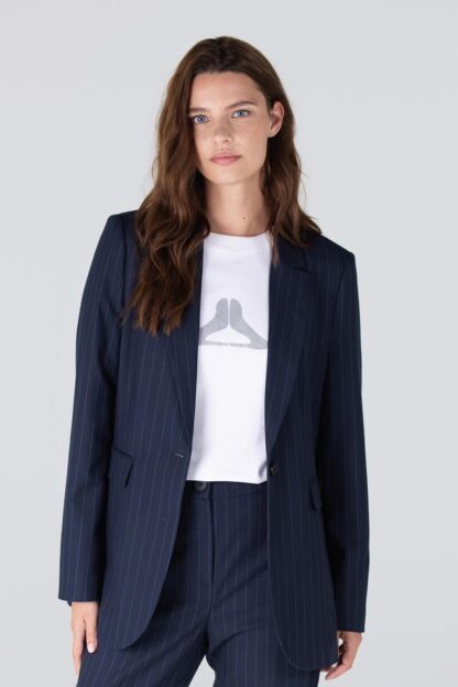 Cherien W25 Krijtstreep Blazer | Donkerblauw