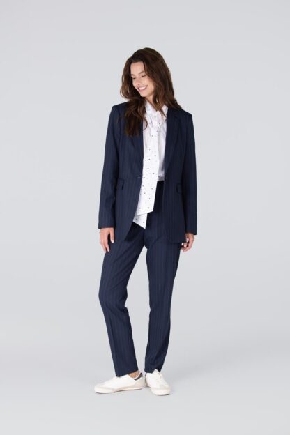 Cherien W25 Krijtstreep Blazer | Donkerblauw - Afbeelding 4