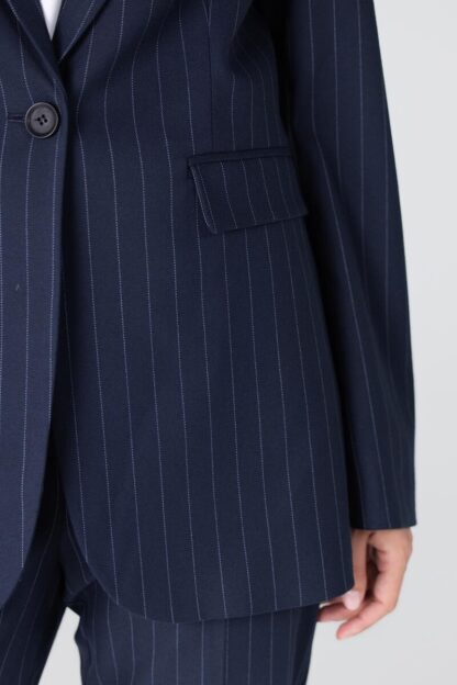 Cherien W25 Krijtstreep Blazer | Donkerblauw - Afbeelding 3
