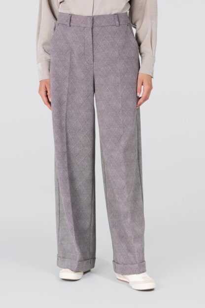 Denise W25 Ruit Pantalon met wijde pijp | Kaki