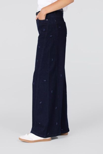 Isabeau W25 Jeans met Borduurprint | Donkerblauw denim - Afbeelding 2