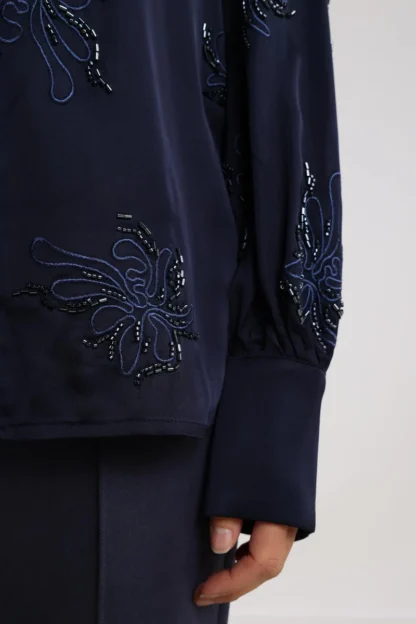 NKF02069 Preston Blouse Embroidery Navy - Afbeelding 2
