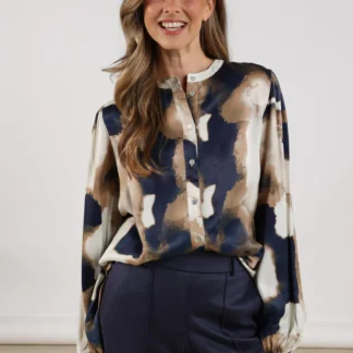 NKF02081 Coco Blouse | Sand/Navy