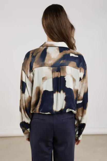 NKF02081 Coco Blouse | Sand/Navy - Afbeelding 2