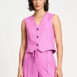 SP9268 GILET - Rose Doux Striped