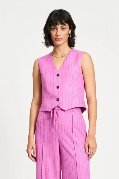 SP9268 GILET - Rose Doux Striped