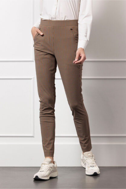 13092 - Alma check trousers - caramel/latte