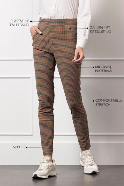 13092 - Alma check trousers - caramel/latte - Afbeelding 2