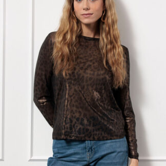 13101 - Francie animal mesh top - black/gold