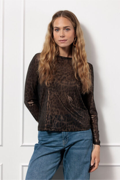 13101 - Francie animal mesh top - black/gold