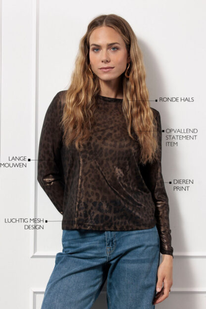 13101 - Francie animal mesh top - black/gold - Afbeelding 2