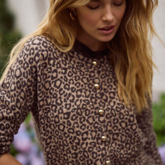 13121 - Delia leopard cardigan - caramel/latte