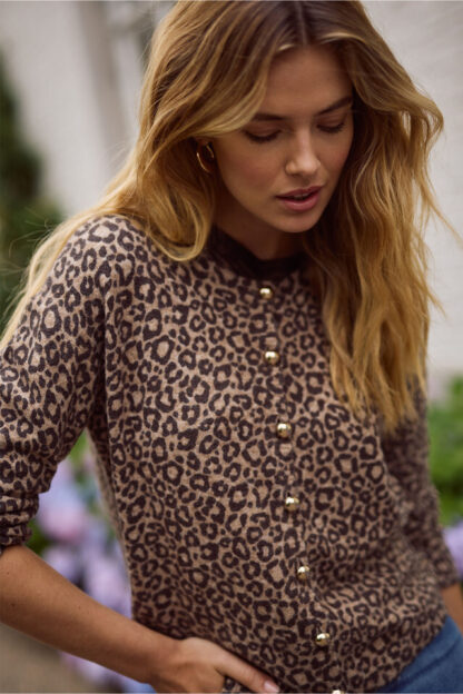 13121 - Delia leopard cardigan - caramel/latte