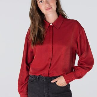 Dolores W25 Glanzende Blouse | Rood