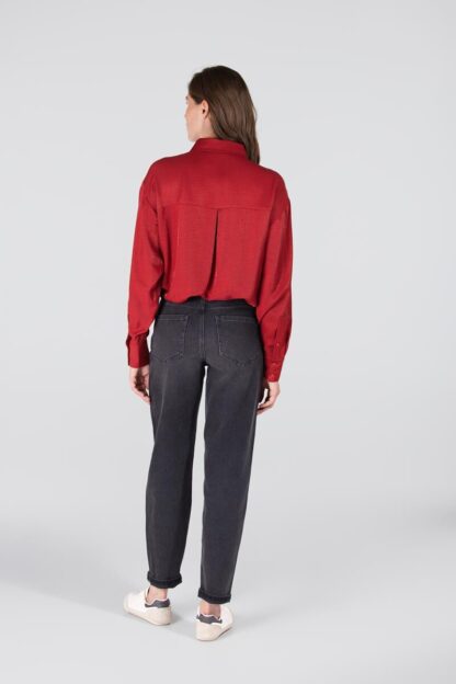 Dolores W25 Glanzende Blouse | Rood - Afbeelding 2