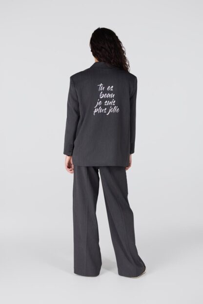 Halina W25 Blazer met Tekstprint | Antraciet - Afbeelding 4