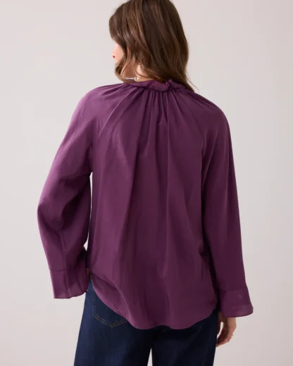 2s3340-12173 Glanzende top met ruches Wineberry - Afbeelding 3