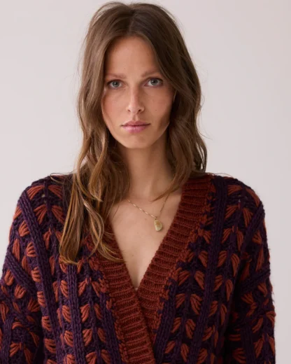 7s7937-70038 Cardigan Chunky Knit Bruin - Afbeelding 2