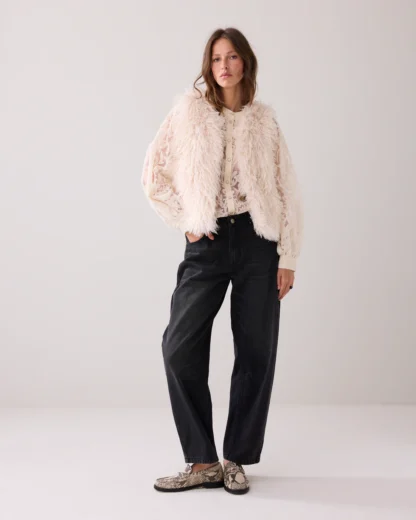 9s140-12299 Afghaanse faux fur Gilet Creme - Afbeelding 4