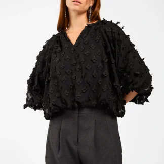 AAIKO DELANY FLOWER TOP Zwart