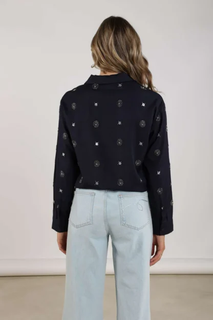 NKF02056 Newport Blouse Embroidery Navy/Silver - Afbeelding 3