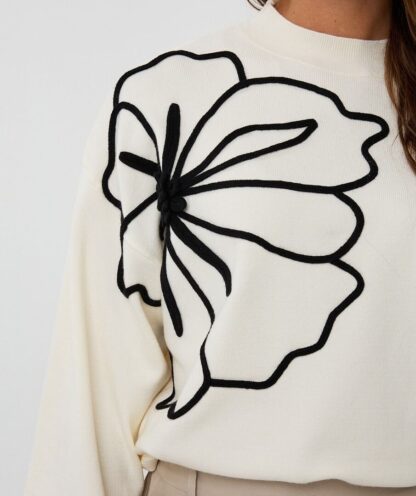 F25.02505 Sweater Tape Flower Patch Off White - Afbeelding 3