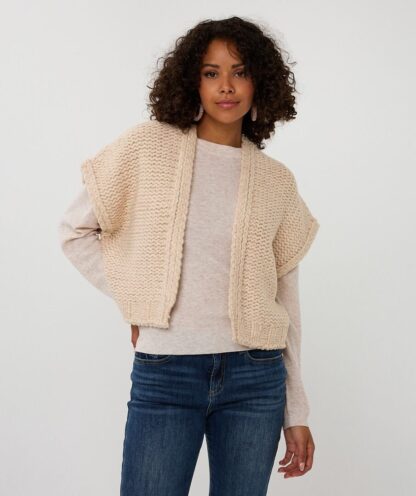 F25.07500 Cardigan Gilet Sand Melange - Afbeelding 4