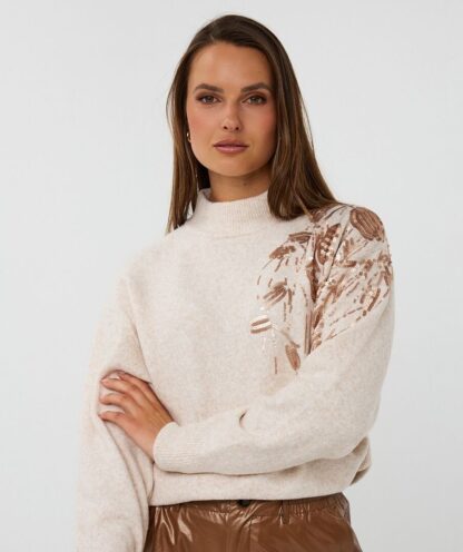 F25.27519 Sweater Sequins Light Sand