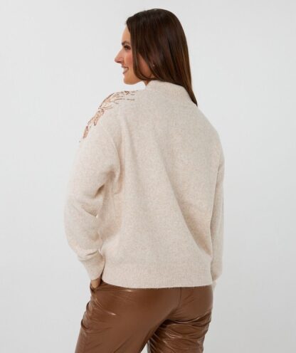 F25.27519 Sweater Sequins Light Sand - Afbeelding 2