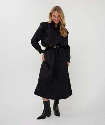F25.28533 Blouse Cropped Drawstring Poplin Black
