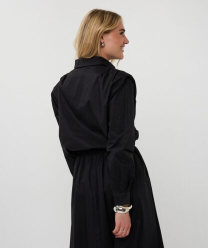 F25.28533 Blouse Cropped Drawstring Poplin Black - Afbeelding 2