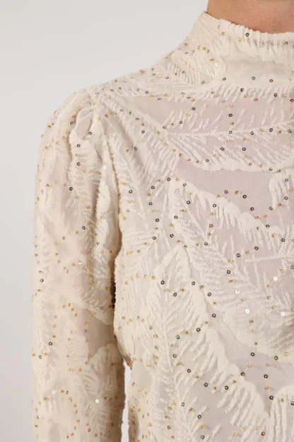 NKF01002 Puck Top Leaf Paillet | Off White - Afbeelding 3