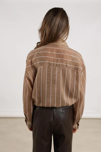 NKF02011 Iris Blouse Stripe | Fango/Offwhite - Afbeelding 2