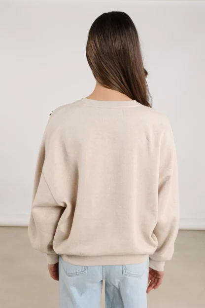 NKF03021 Beatriz Pullover Flower | Sand Melange - Afbeelding 2