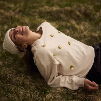 NKF03021 Beatriz Pullover Flower | Sand Melange