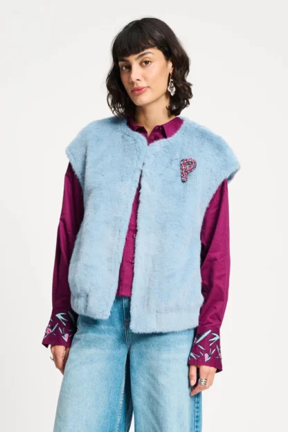SP9368 GILET - Fur Misty Blue