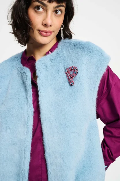 SP9368 GILET - Fur Misty Blue - Afbeelding 3