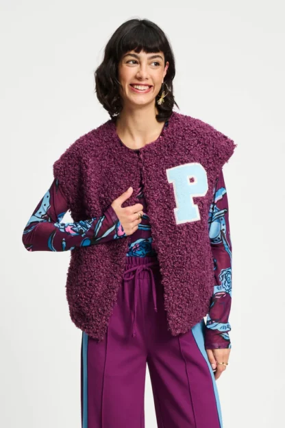 SP9367 GILET - Teddy Baseball Plum
