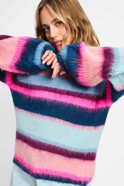 SP9359 PULLOVER - Brushed Stripes Blue - Afbeelding 2