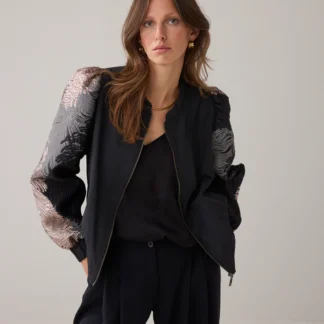 Bomber jacket leaves jacquard