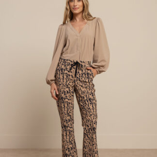 13506 Flair drawstring block trousers - latte/dark blue